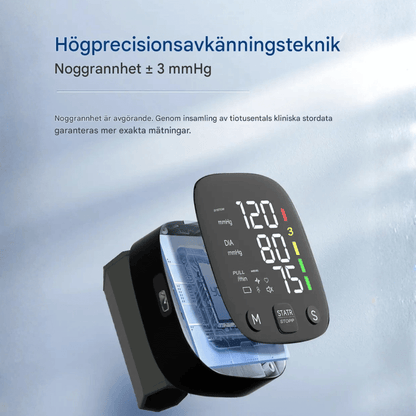 SmartPulse – Automatisk Blodtrycksmätare För Handled Med USB Uppladdning Och Minne