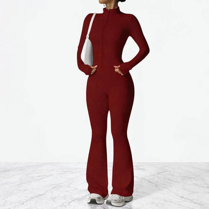 AeroFlare – Hurtigtørkende treningssett for kvinner med slim fit-jakke og utsvingte tights for yoga, trening og hverdagsbruk