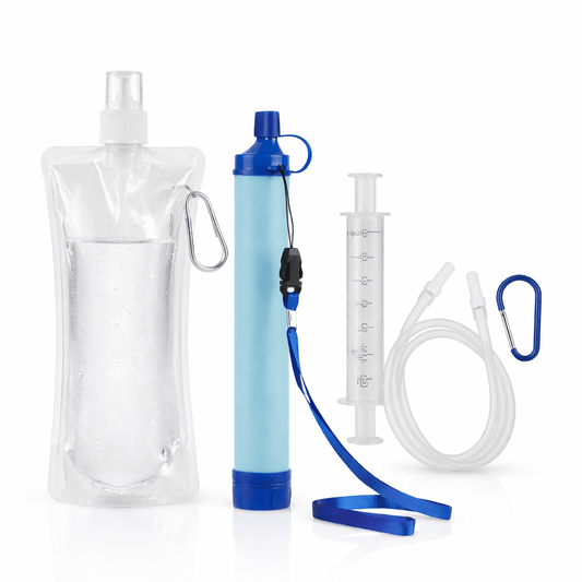 AquaTrail – Portabel Vattenfilterstrå för Camping, Vandring och Nödsituationer med 4-Stegs Filtrering