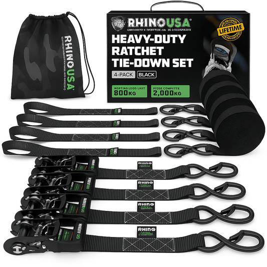 TightHold – Retractable Spännbandskit 4-pack | Självinrullande Spännband för Enkel och Stabil Lastsäkring