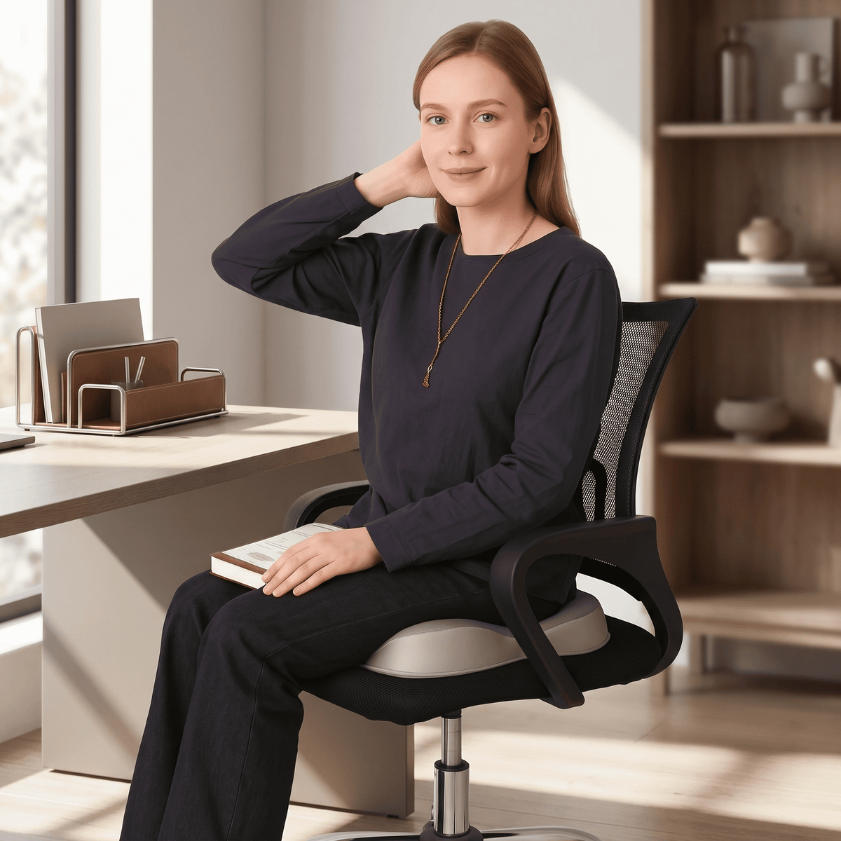 ComfyBase – Andningsbar Sittkudde i Memory Foam – Ergonomisk Sittdyna för Kontor, Bil och Stol