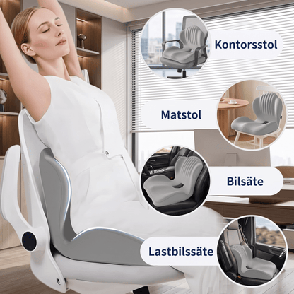ErgoBase – Ergonomisk Sittkudde med Ryggstöd i Memory Foam – Sittdyna för Kontorsstol, Bil och Hemmakontor