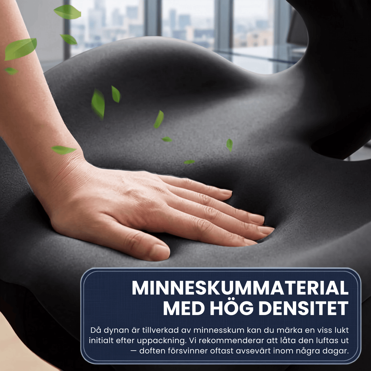 ErgoBase – Ergonomisk Sittkudde med Ryggstöd i Memory Foam – Sittdyna för Kontorsstol, Bil och Hemmakontor