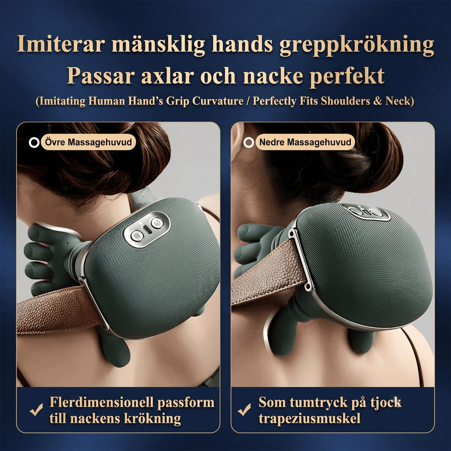 FlexiKnead – Multifunktionell Knådande Massageapparat med Värme – Trådlös Shiatsumassager för Nacke, Rygg, Midja och Ben
