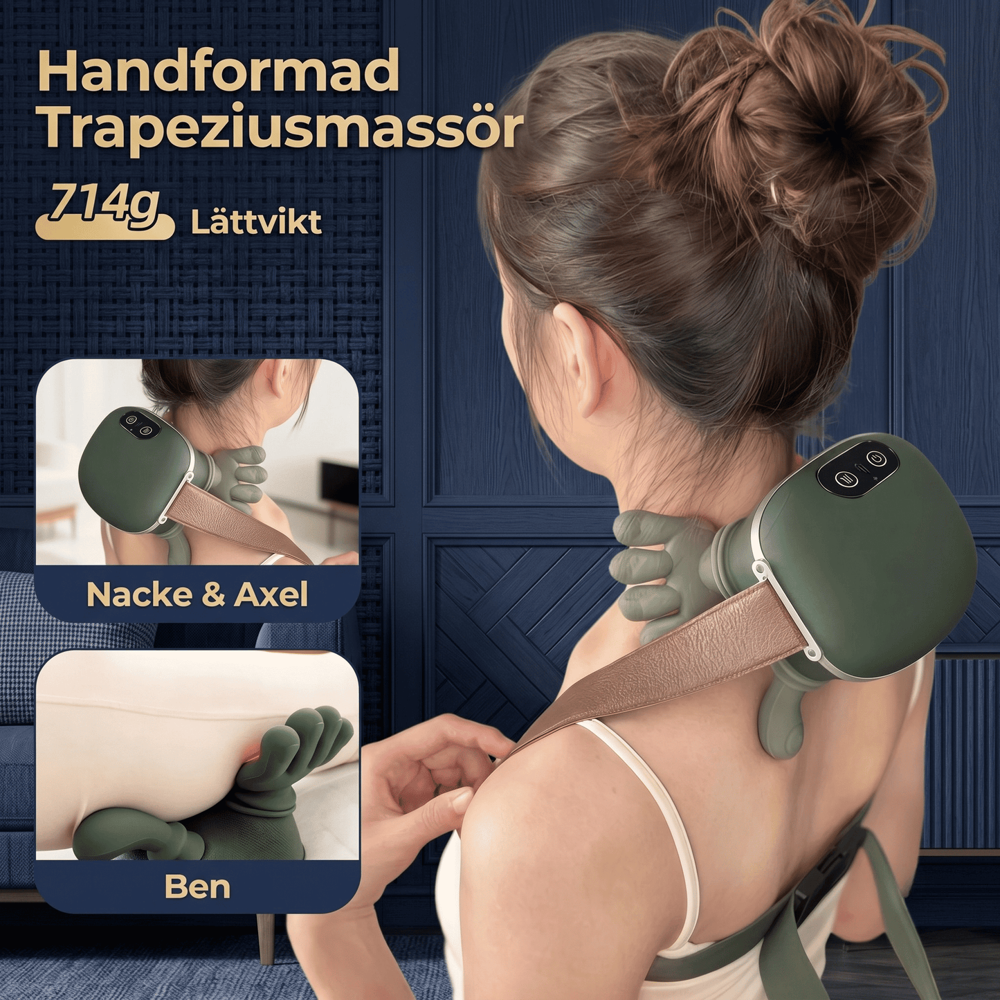 FlexiKnead – Multifunktionell Knådande Massageapparat med Värme – Trådlös Shiatsumassager för Nacke, Rygg, Midja och Ben