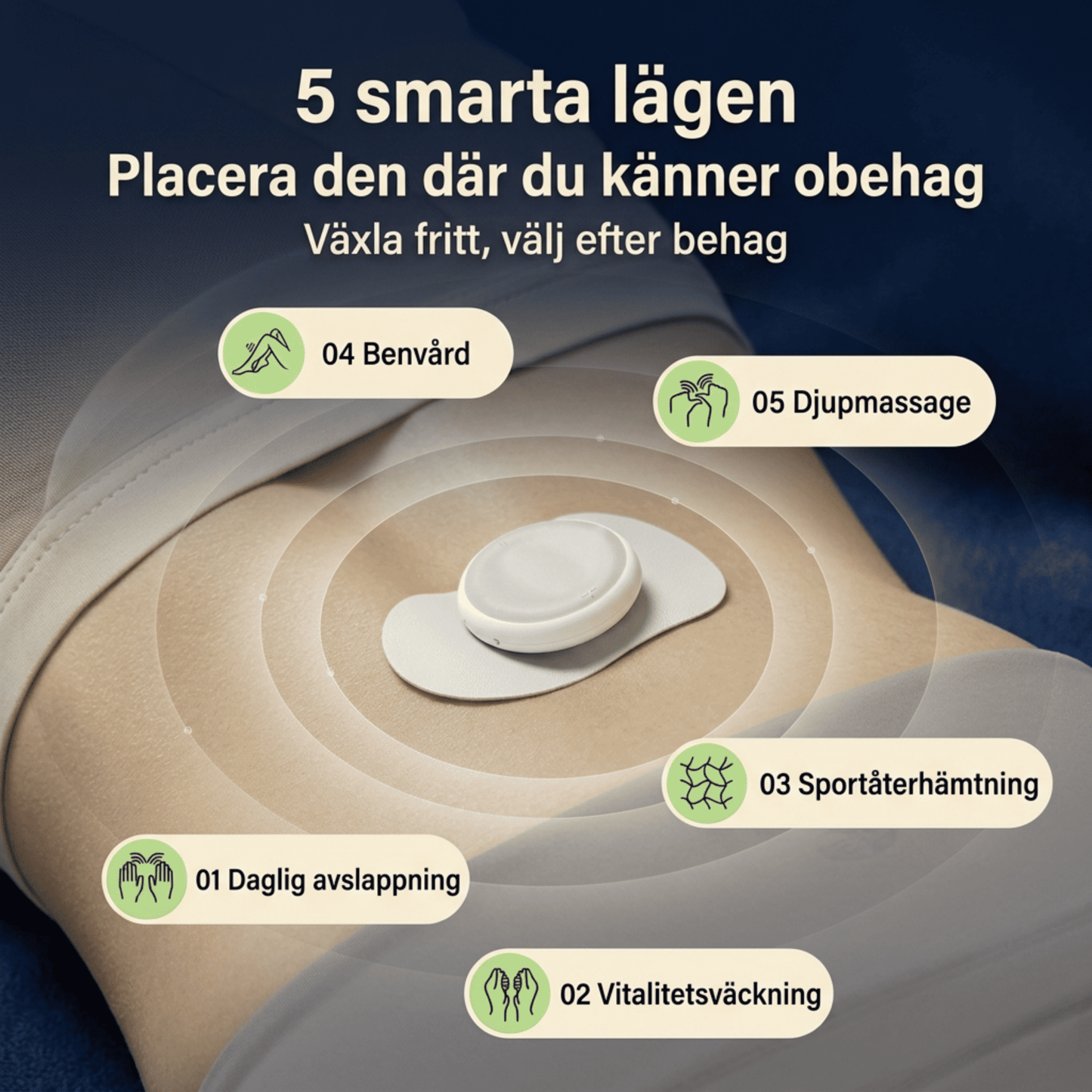 PulseCore - Trådlöst NMES-system för avslappnad muskulatur
