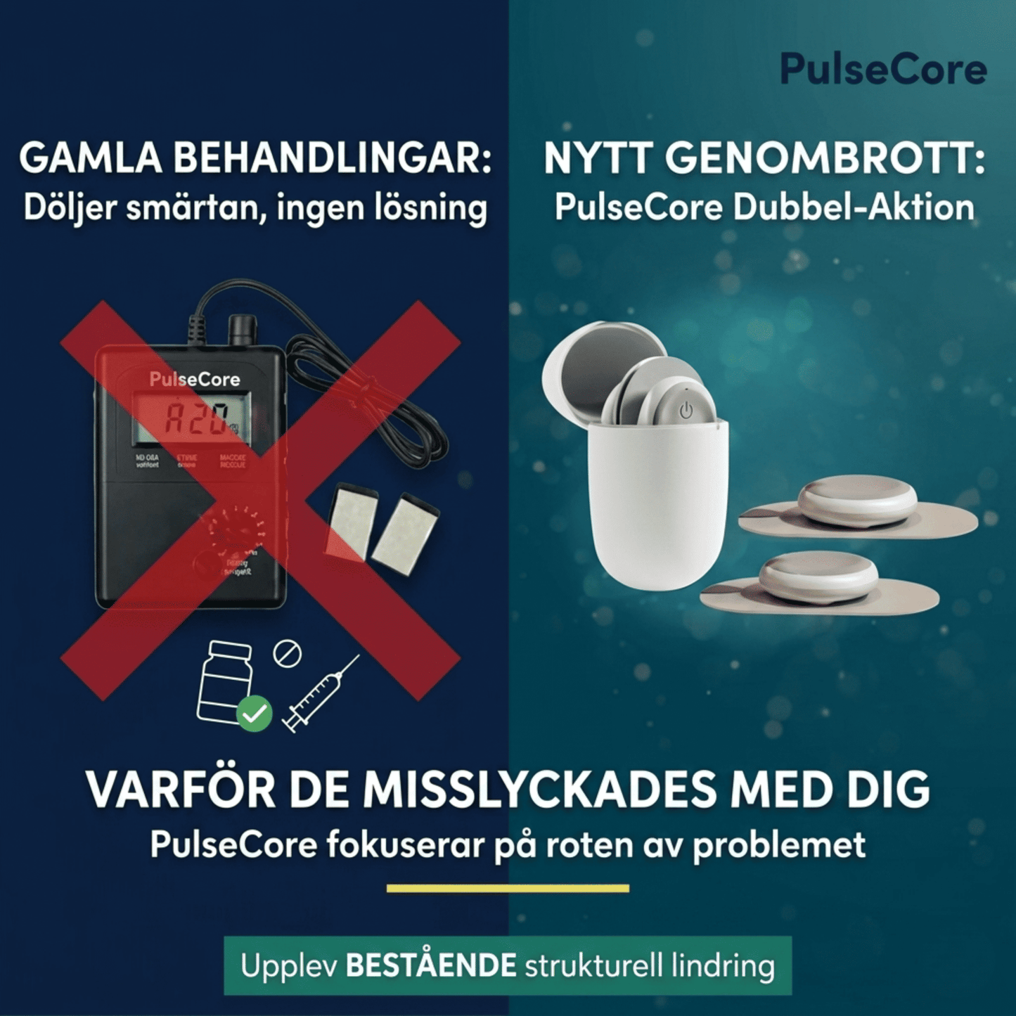 PulseCore - Trådlöst NMES-system för avslappnad muskulatur
