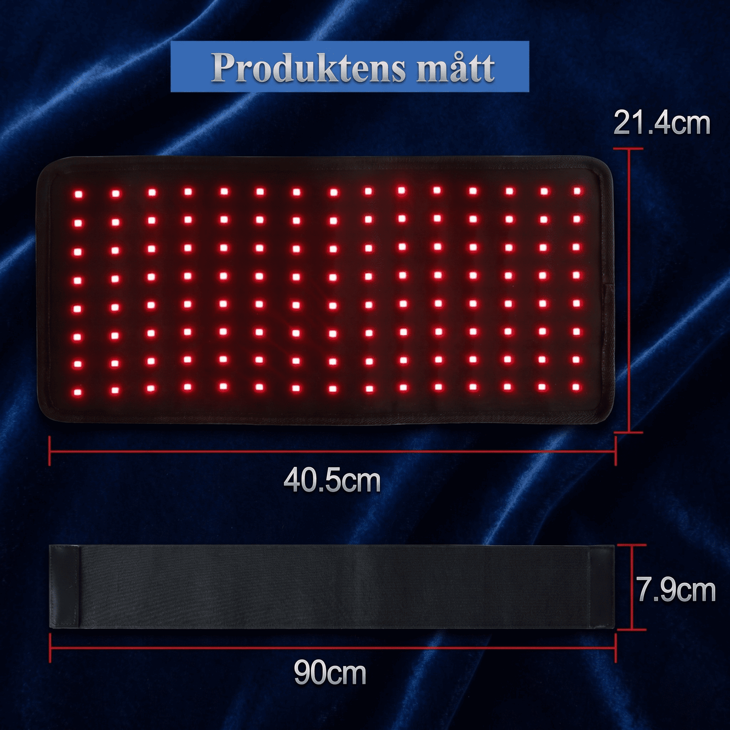 PulseWrap – LED Rödljusterapibälte 660 nm och 850 nm – Justerbar Timer & 3 Ljuslägen för Smärtlindring och Återhämtning