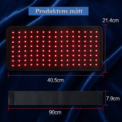 PulseWrap – LED Rödljusterapibälte 660 nm och 850 nm – Justerbar Timer & 3 Ljuslägen för Smärtlindring och Återhämtning