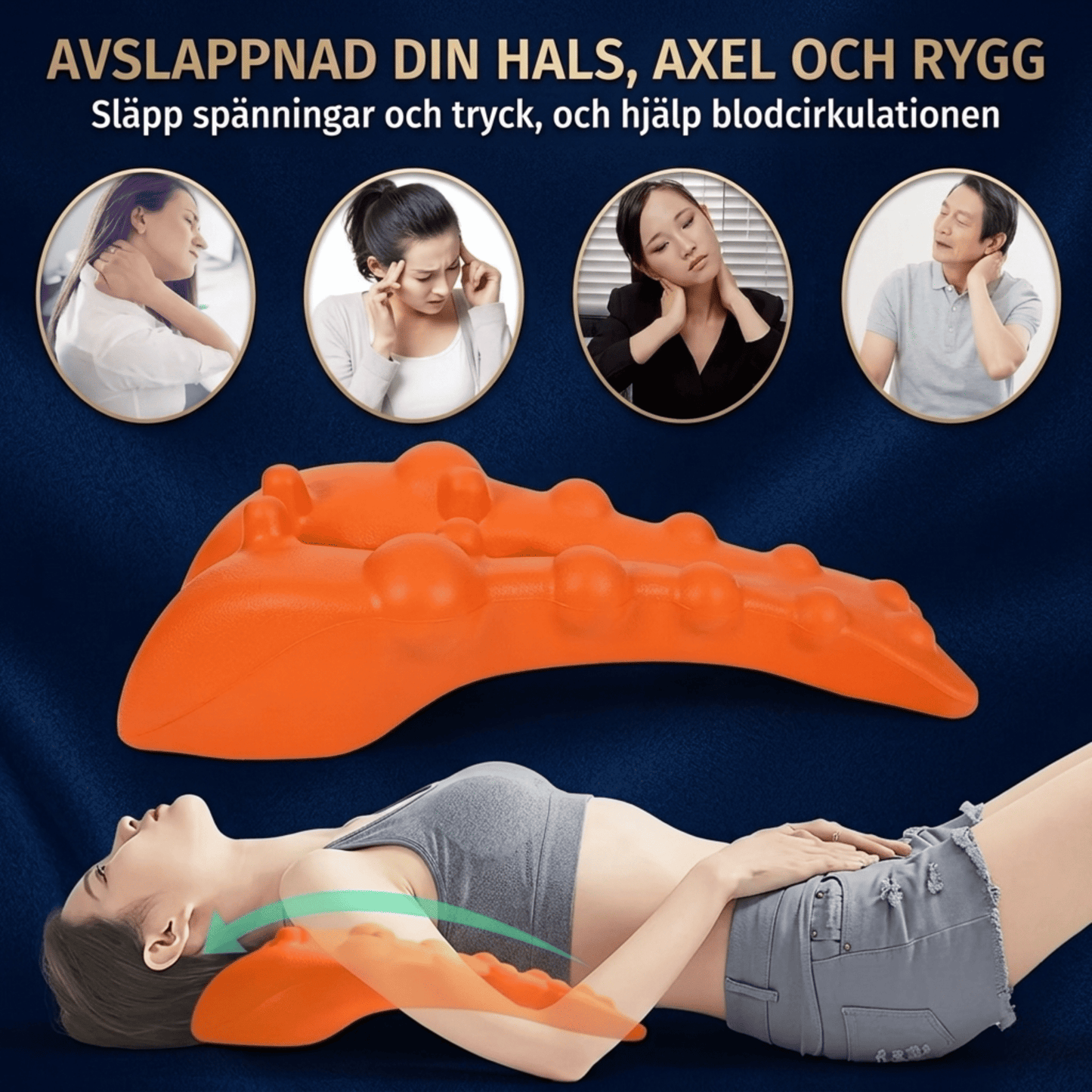 RelaxArch – Nackstretcher i EVA med 14 Akupressurpunkter – Ergonomiskt Nack- och Axelmassageverktyg för Hemmabruk utan Ström