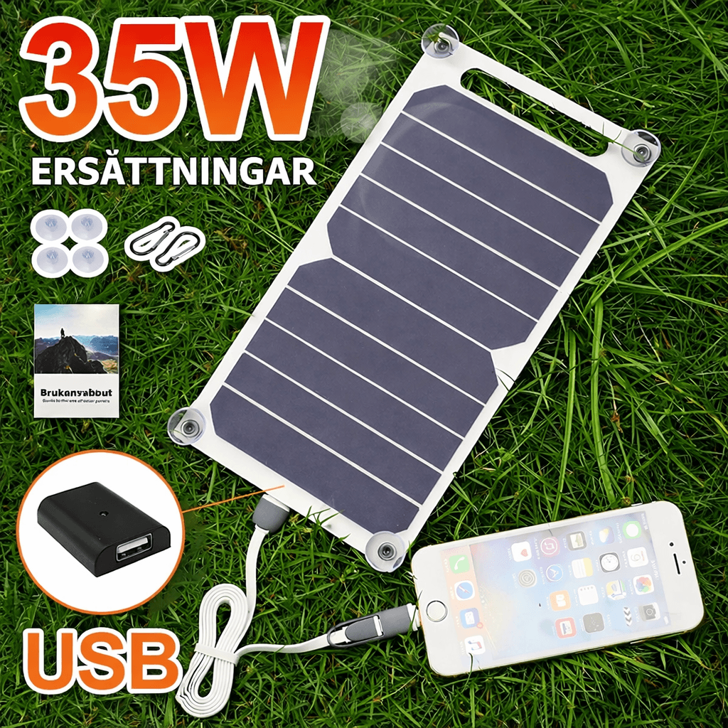 SolarFlex – Portabel Solpanel 5V USB Laddare för Mobil, Powerbank och Camping