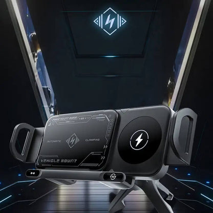 ChargeMount - Justerbar Smart Biltelefonhållare med 15W Trådlös Laddningsplatta för Fällbara Skärmar